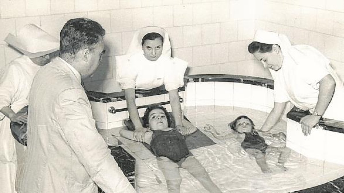 Rehabilitación de pacientes con la polio 1952.