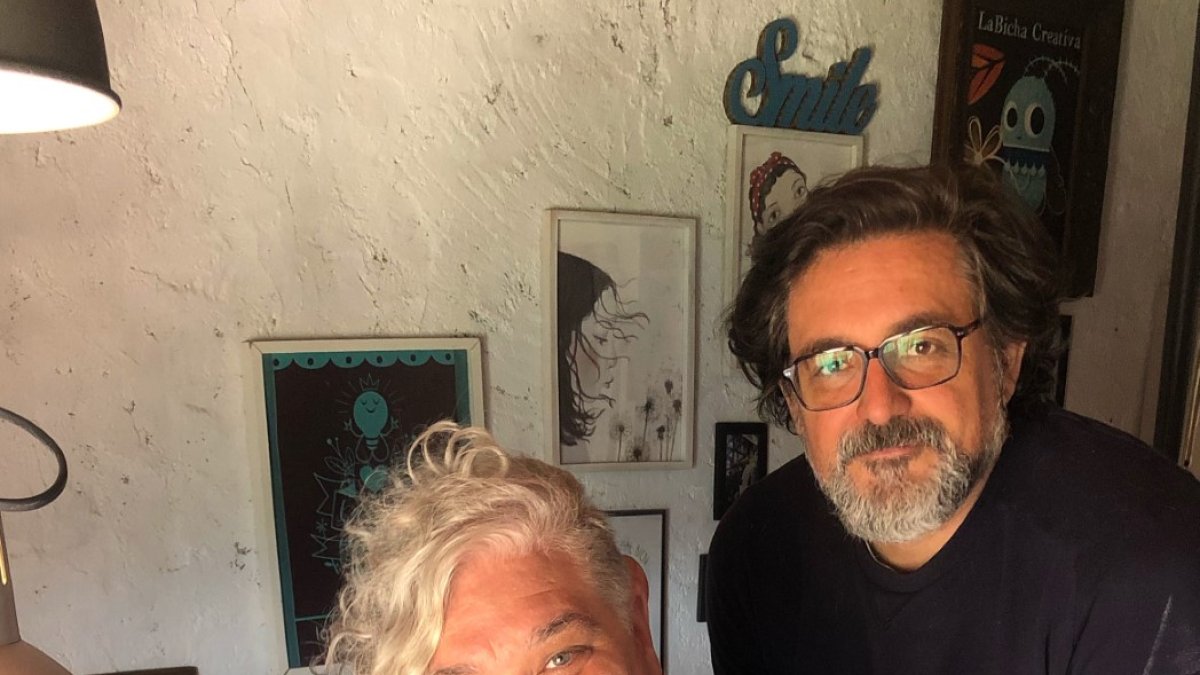 María Isabel Sabatini y Pablo Trepat, en su taller de Albió.