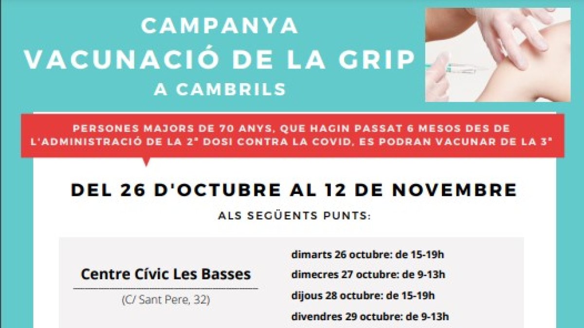 Cambrils comença la campanya de vacunació contra la grip