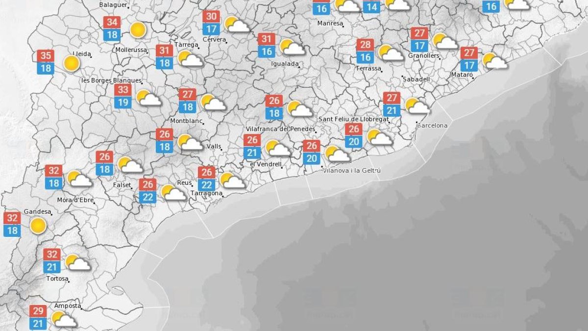 La previsió meteorològica d'aquest dissabte, 28 d'agost.