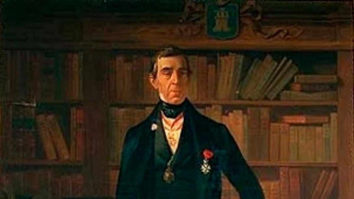 Retrato del archivero Pròsper de Bofarull representando su lugar de trabajo.