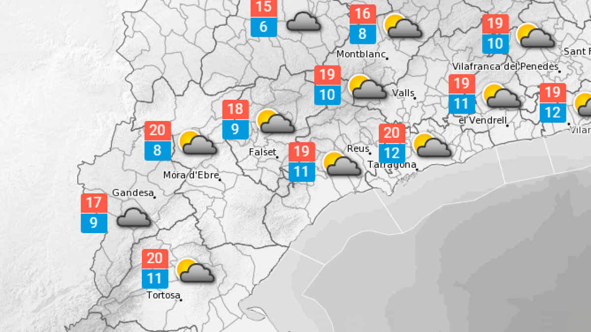 La previsió meteorològica per dijous, 24 de novembre.
