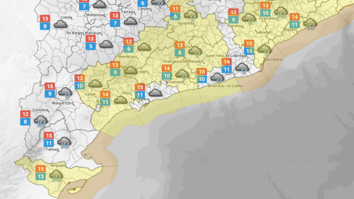 La predicció meteorològica a Tarragona. FONT: Meteo.cat