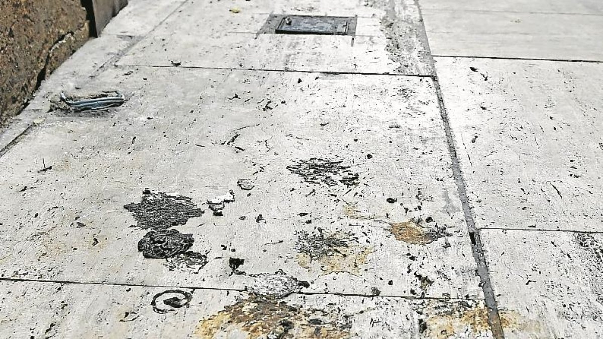 Excrementos de paloma en una calle de la Part Alta.