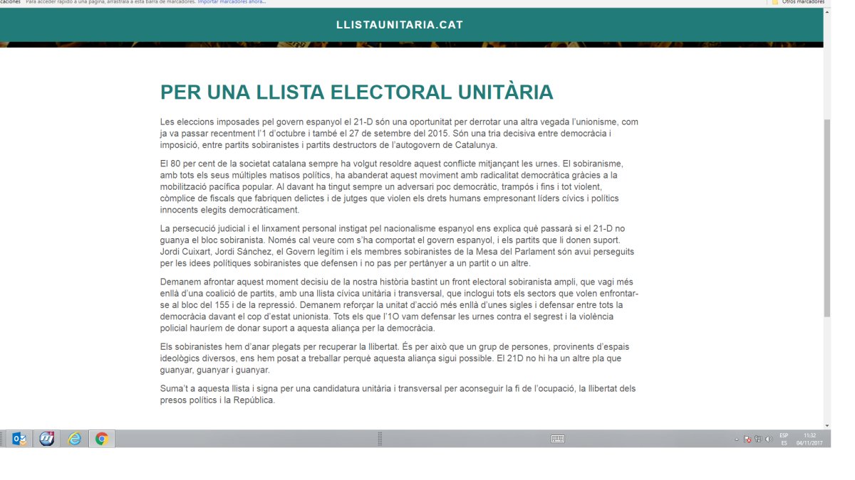 Imagen de la página web www.llistaunitaria.cat