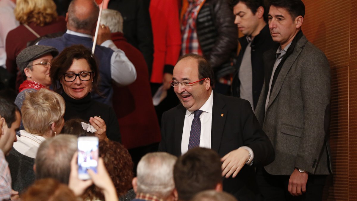 El líder del PSC; Miquel Iceta, en el Palau de Congressos.