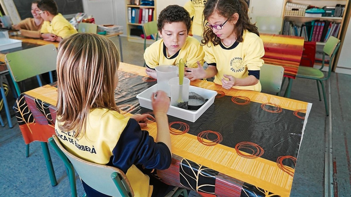 Els alumnes, durant les activitats que han dut a terme aquesta setmana.