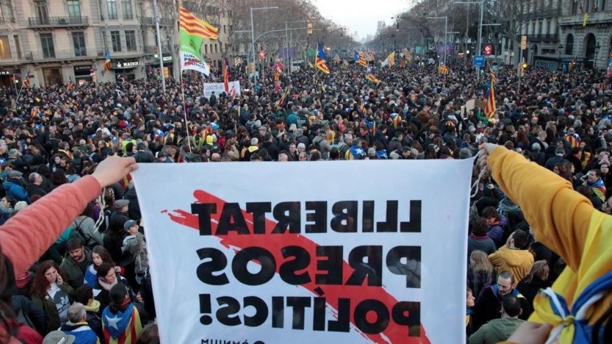 Manifestantes en Barcelona.