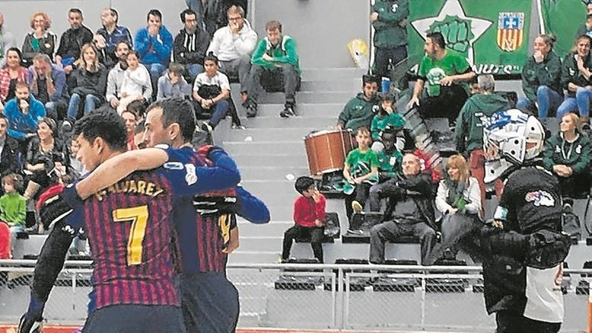 Celebración de unos de los goles del Barça.