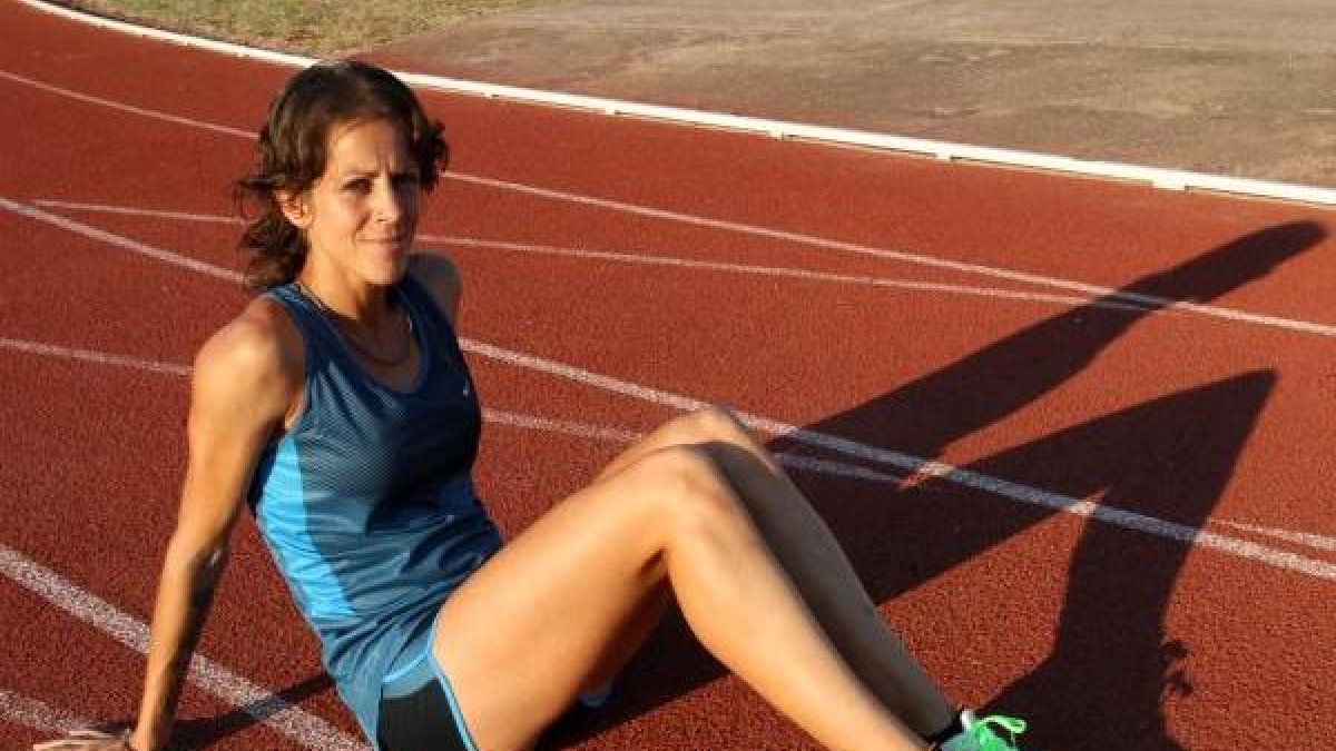 Natalia Rodríguez, en la pista de Campclar antes de retirarse.