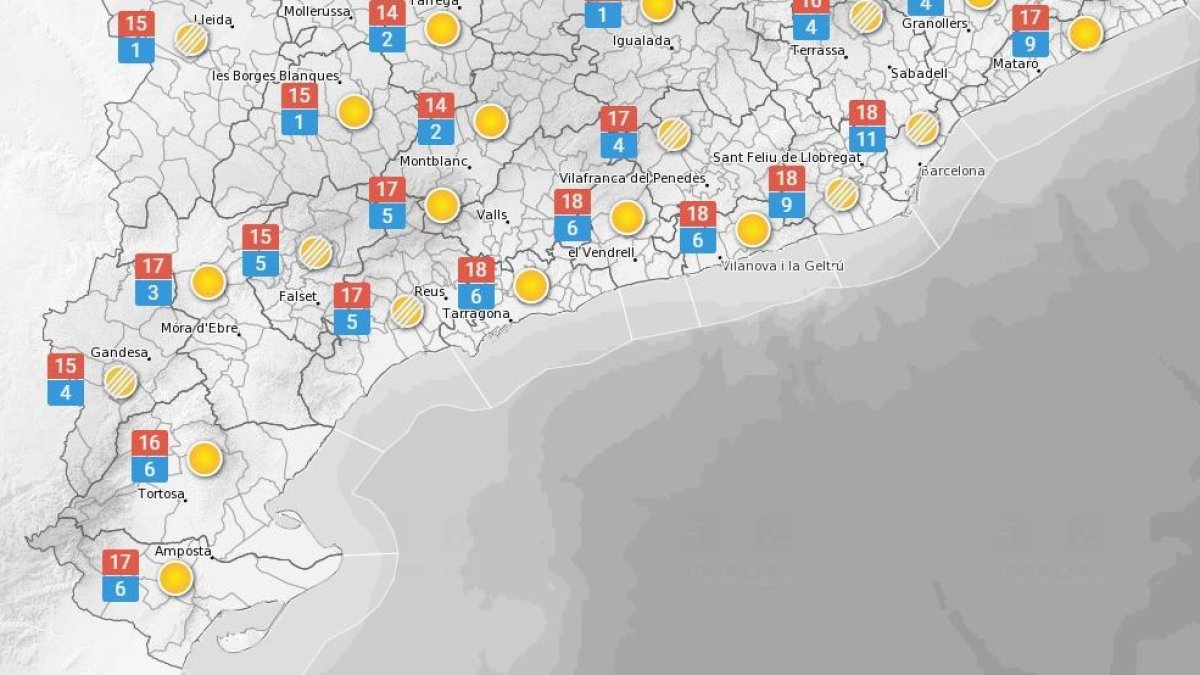 La previsió meteorològica d'aquest dimecres, 16 de desembre.