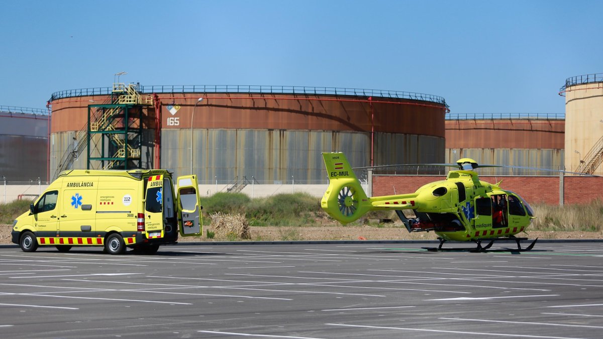 Un aparcamiento convertido en helipuerto.