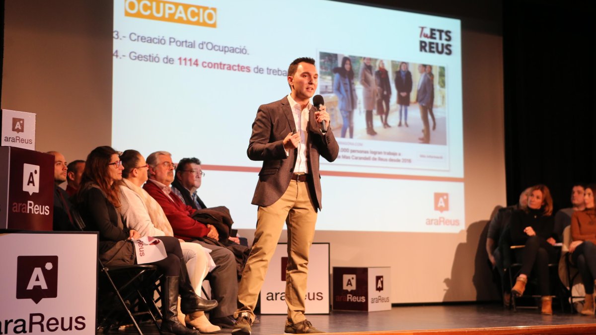 Dani Rubio durante su intervención, ayer en la Sala Santa Llúcia.
