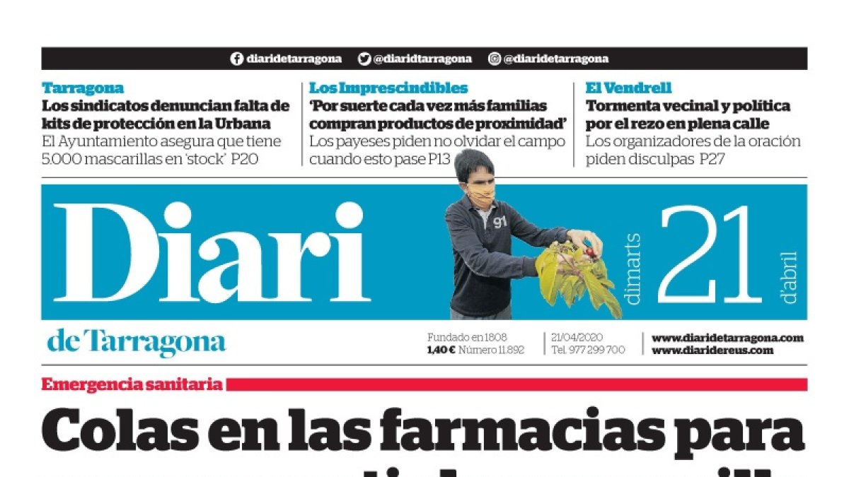 Lea la portada del Diari de este martes, 21 de abril de 2020