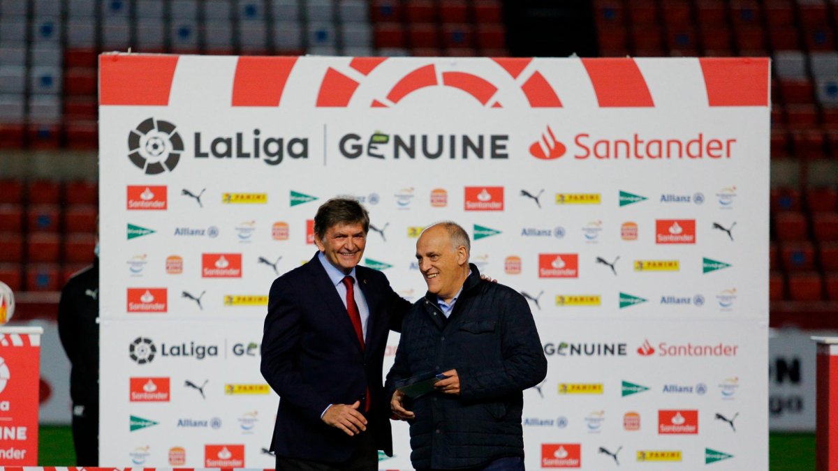 Javier Tebas en la presentación de una edición pasada de LaLiga Genuine.
