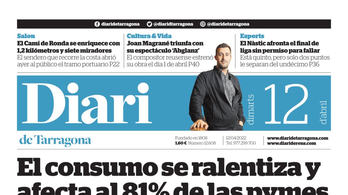 Lea la portada del Diari de Tarragona del martes 12 de abril de 2022