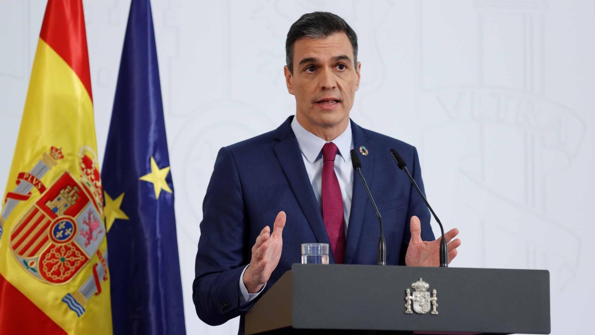 Pedro Sánchez, durante la rueda de prensa de este martes.
