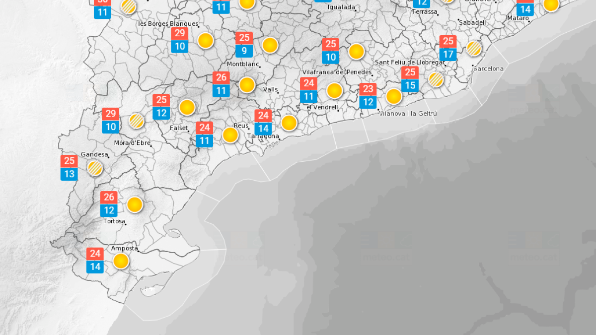 La previsió meteorològica d’aquest dimecres, 11 de maig.