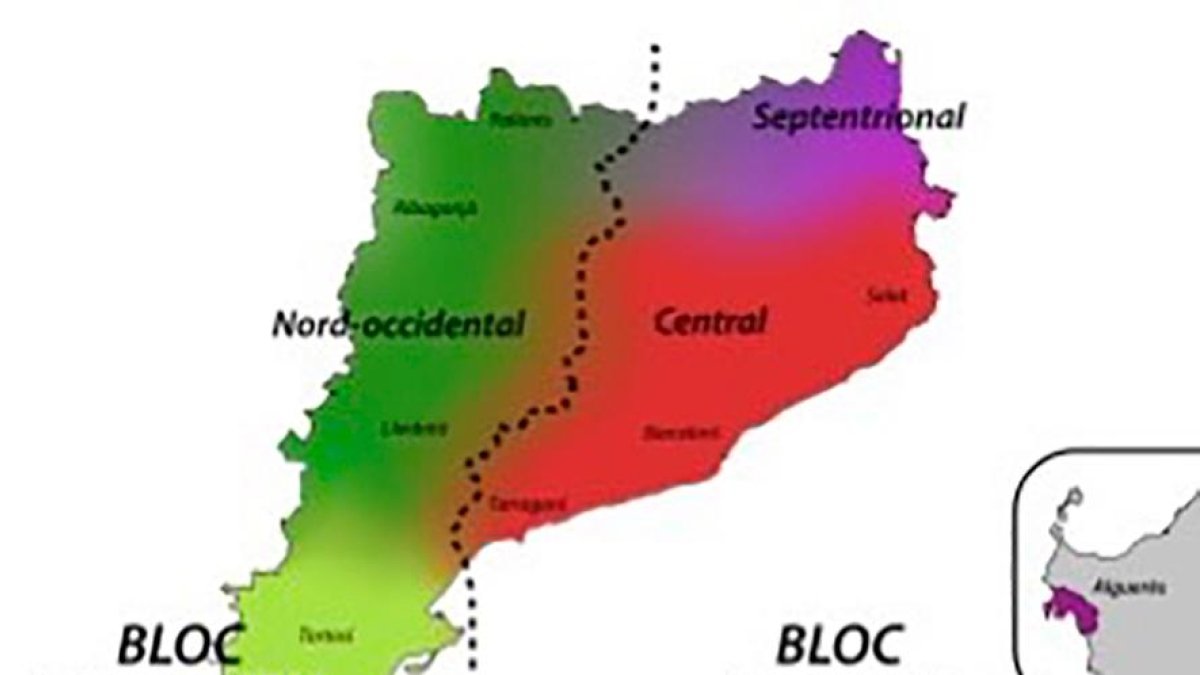 Mapa dialectal de la llengua catalana, amb els dialectes i subdialectes corresponents, entre els quals  el tarragoní.