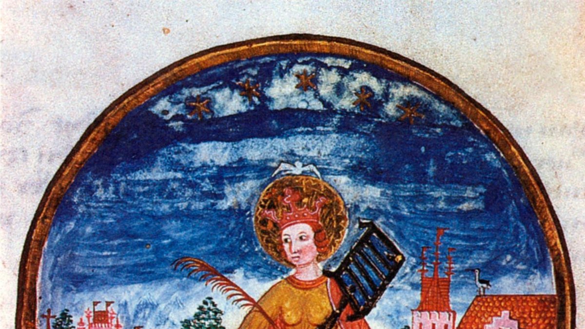 Santa Fe en una il·lustració sobre un pergamí del segle XII, procedent de Sölden, Alemanya.