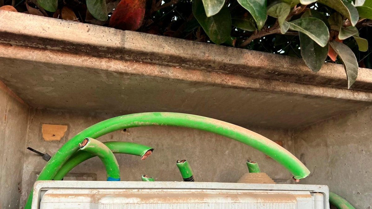 Varios de los cables que fueron cortados el domingo.