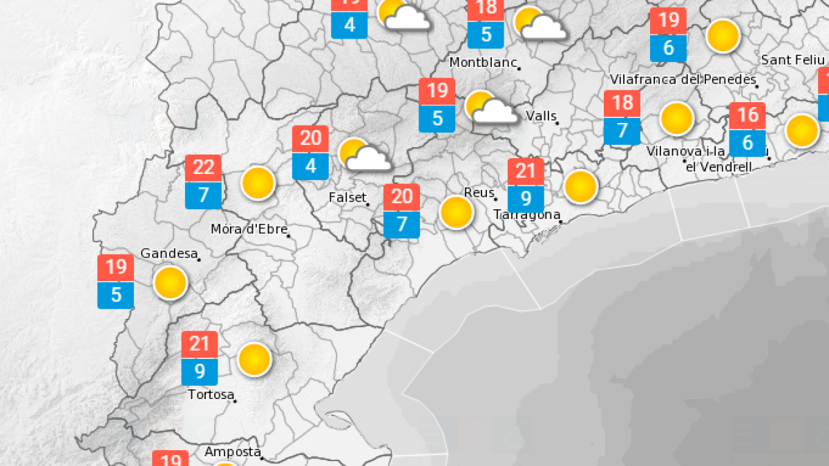 La previsió meteorològica per aquest dilluns, 3 d’abril.