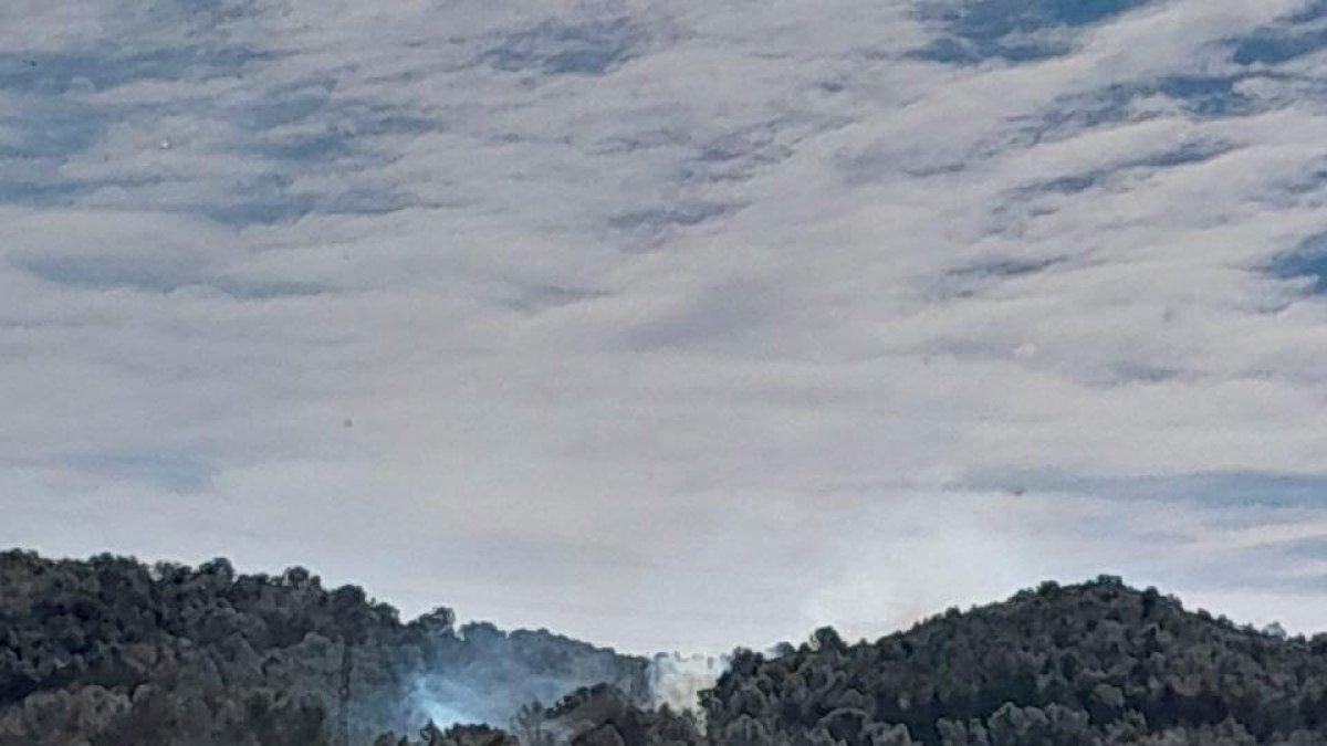 Columna de humo en los primeros momentos del incendio.