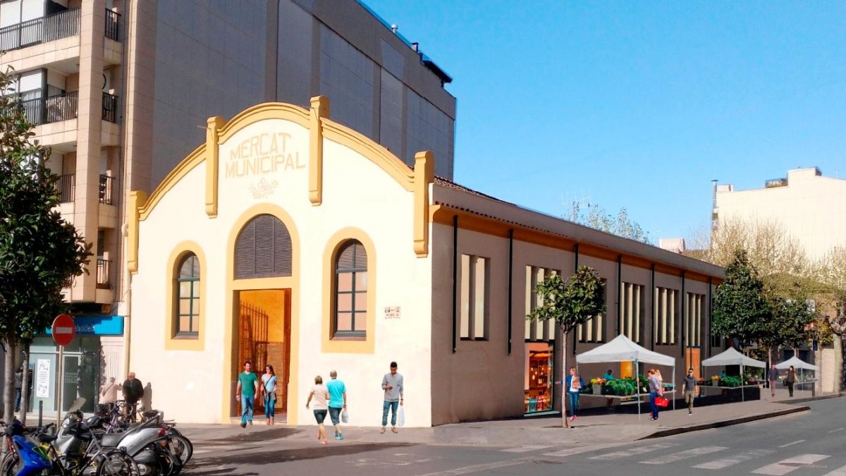 Recreación virtual de cómo quedará la fachada principal del Mercat de la Vila.