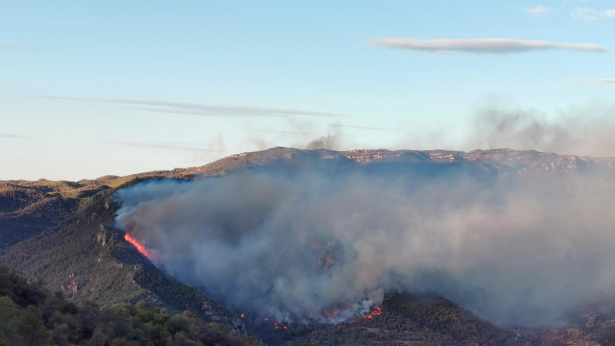 Vista del incendio de Cabacés desde La Figuera.