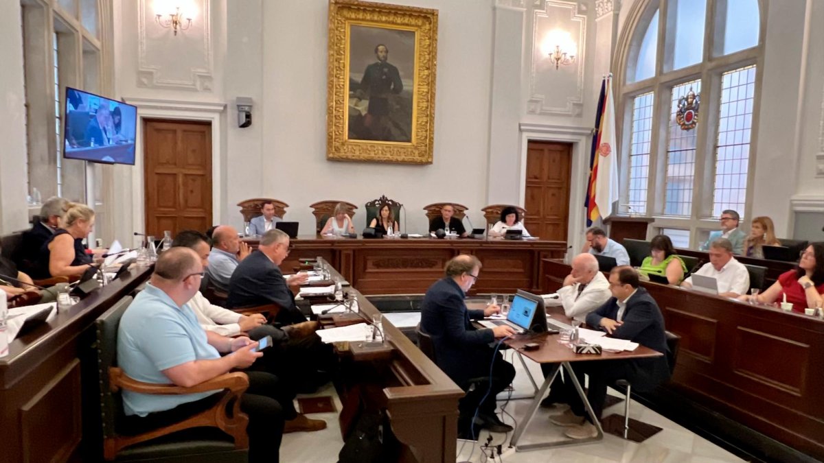 Un instante del pleno del pasado mes de julio, el primero en el que se trataron temas de ciudad con Sandra Guaita como alcaldesa.