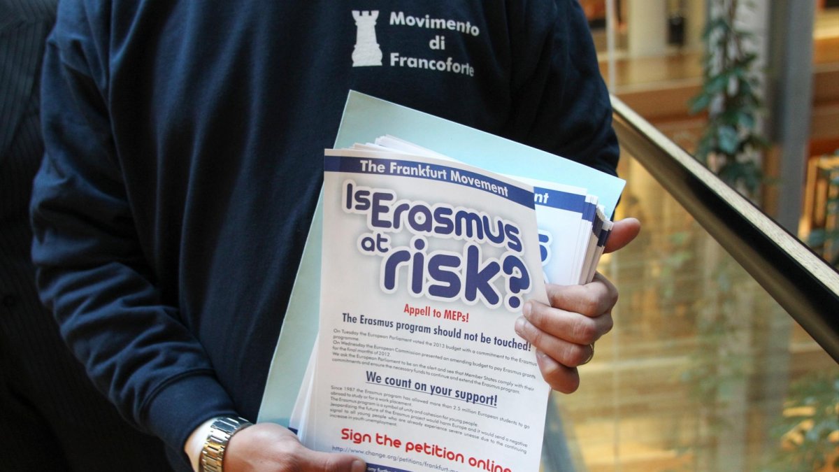 Campaña de apoyo al programa Erasmus en el Parlamento Europeo, en el año 2012.