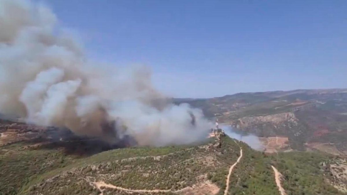 La gran columna de humo que se desprende del incendio.