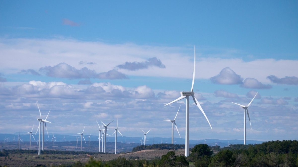 Parque de aerogeneradores ubicados en la comarca de la Terra Alta.