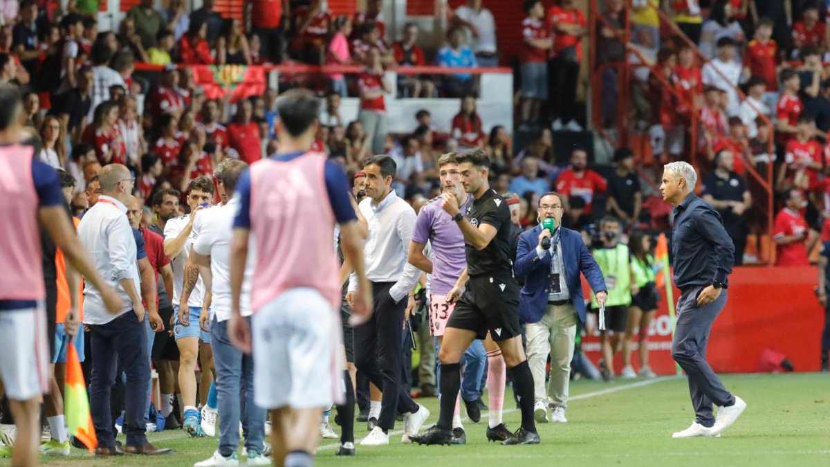 Eder Mallo, durante el duelo Nàstic-Málaga.