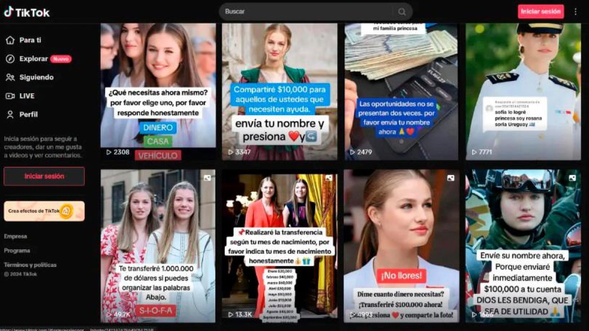 Mensajes recopilados de las estafas que usaban la imagen de la princesa.