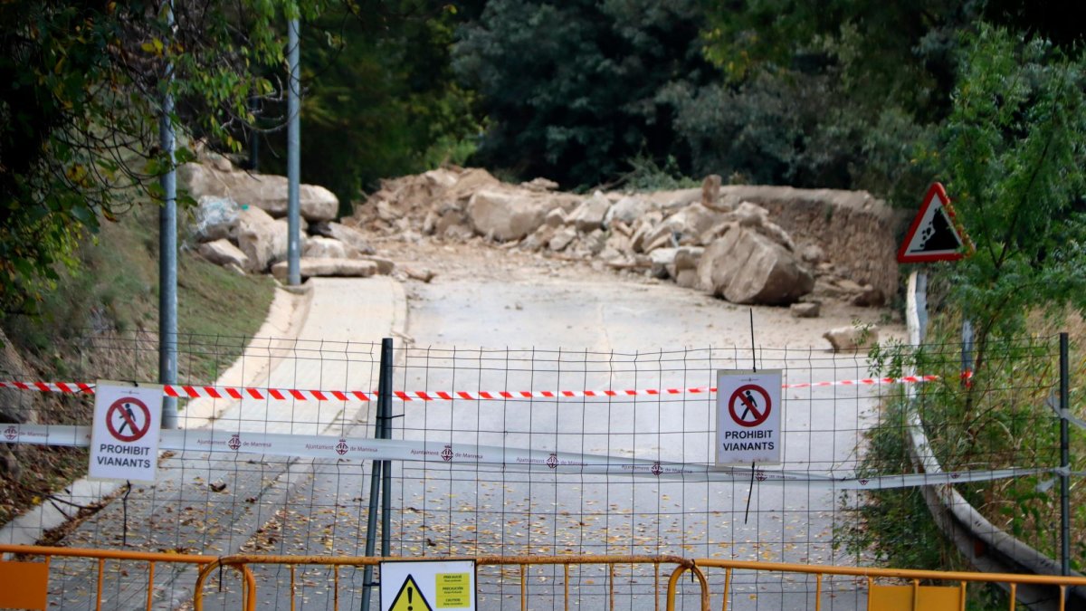 Una carretera cortada en Barcelona.