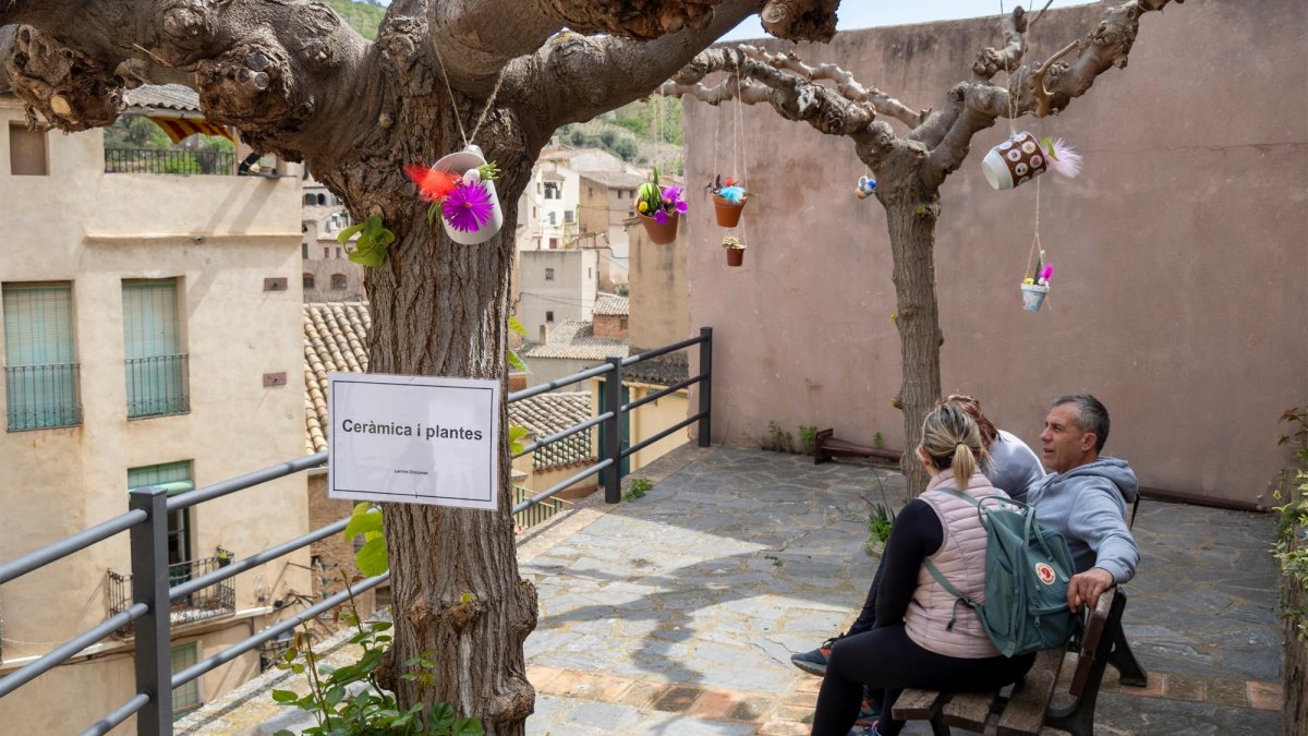 La propuesta ‘Ceràmica i plantes’ de Lennie Diocares decora la Placeta del carrer que no passa.