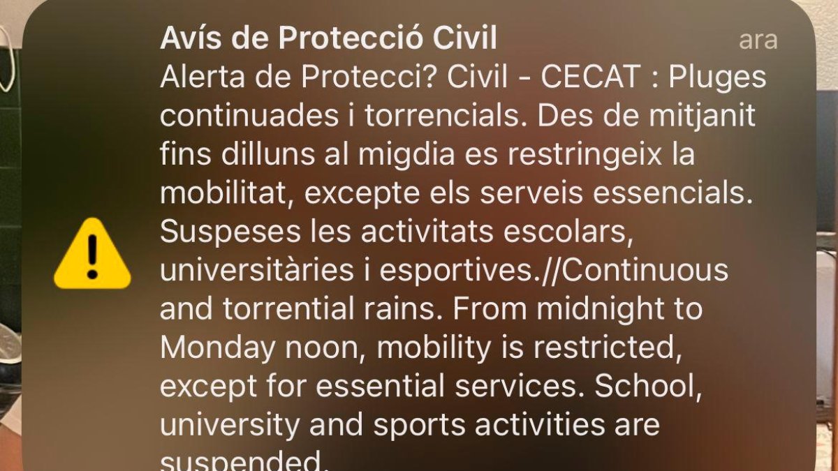 Mensaje enviado a los móviles.