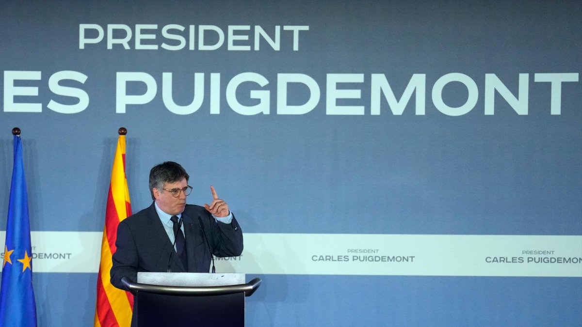 Carles Puigdemont, durante su discurso.