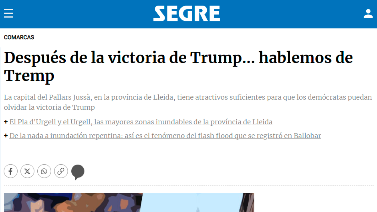 Captura de pantalla de la noticia del Diari SEGRE, que ya se ha hecho viral.