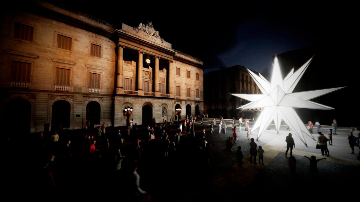 La estrella de veinte puntas que se instalará en la plaza Sant Jaume de Barcelona.