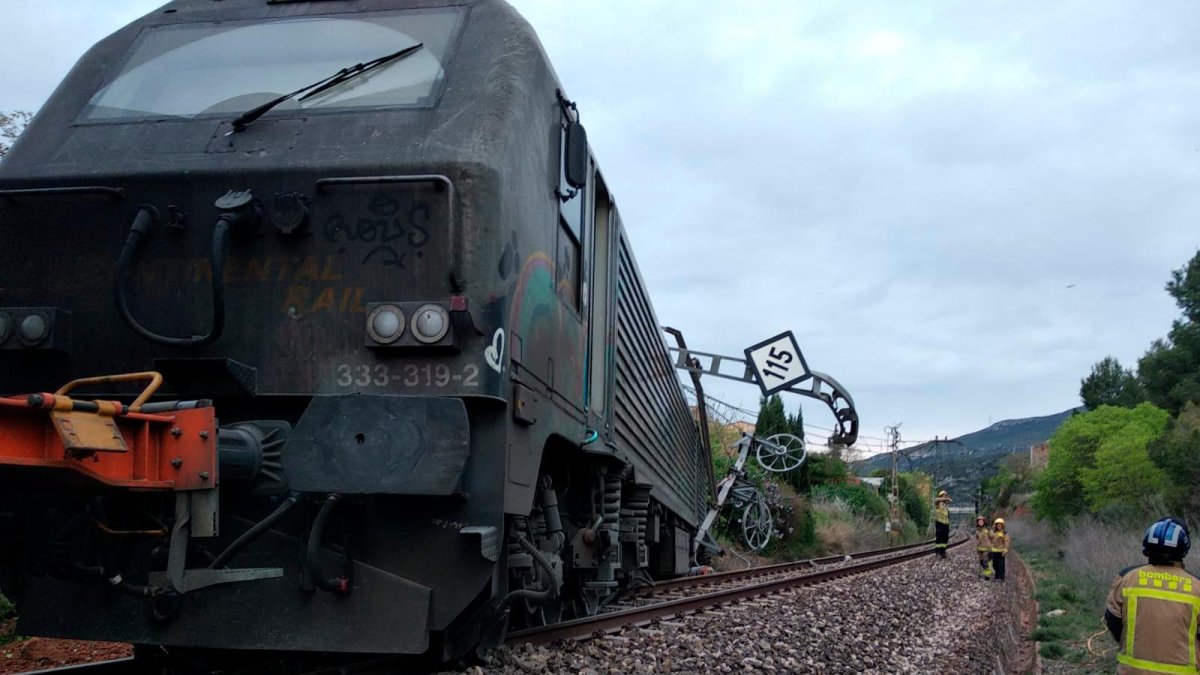 El tren descarrilado.