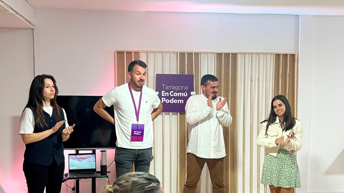 Los líderes de la candidatura, ayer por la noche.