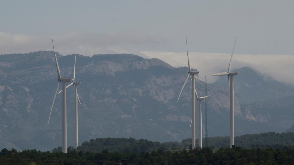 El parc eòlic del municipi de Caseres, a la Terra Alta.