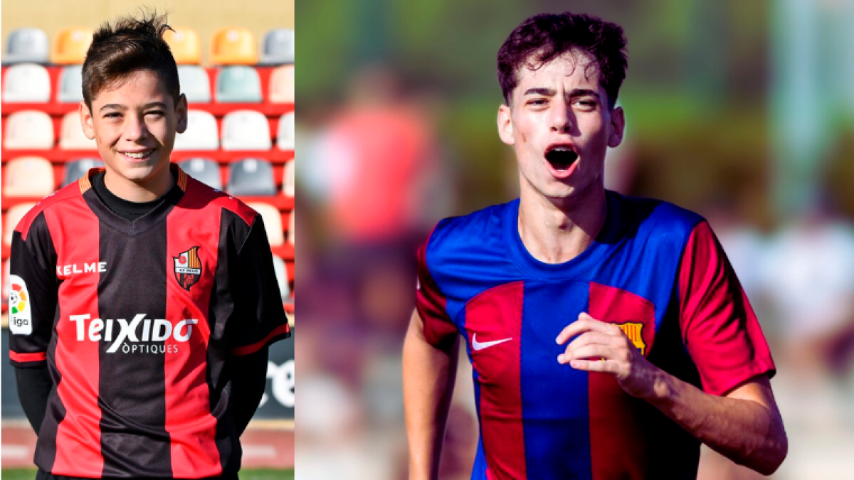 Gistau en su etapa en el CF Reus Deportiu y celebrando un gol con el Barça.