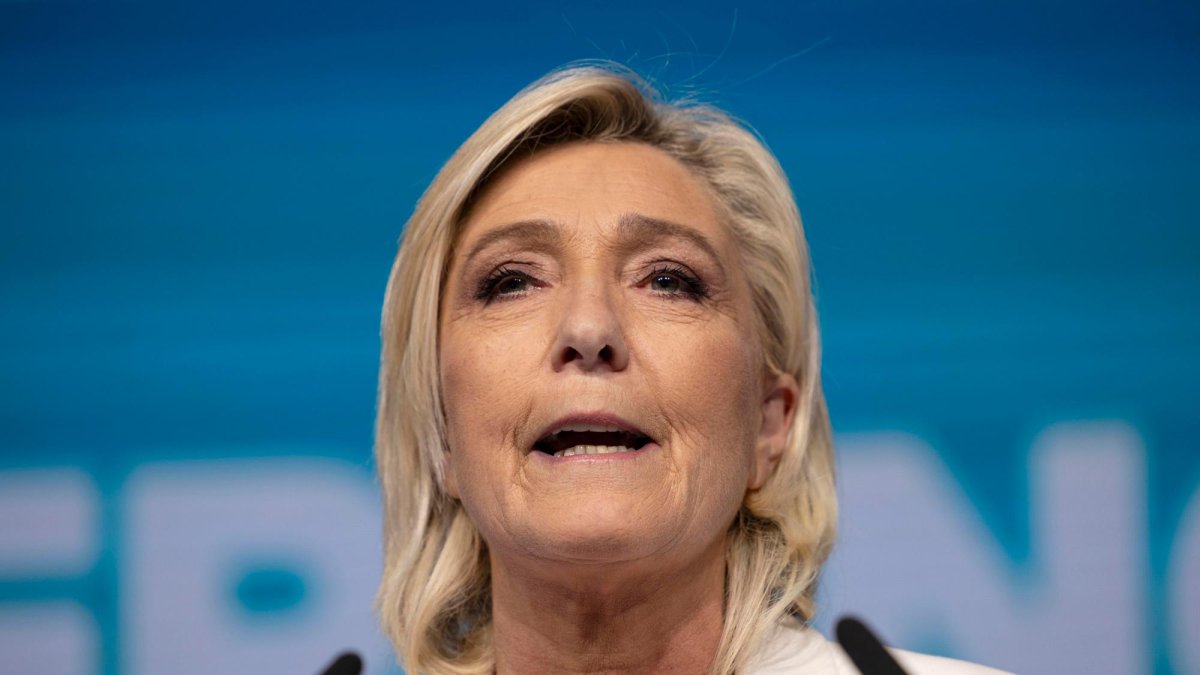 Marine Le Pen, en la rueda de prensa tras conocer ayer los resultados.