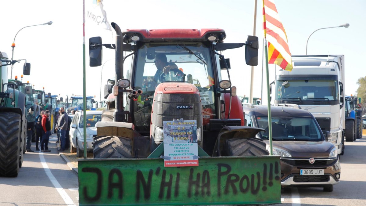 Instante de la tractorada del pasado miércoles hacia Barcelona.