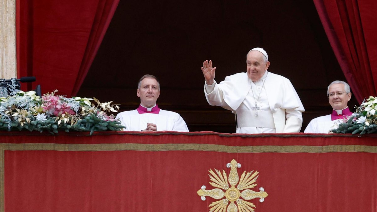 El papa, durante su mensaje navideño.