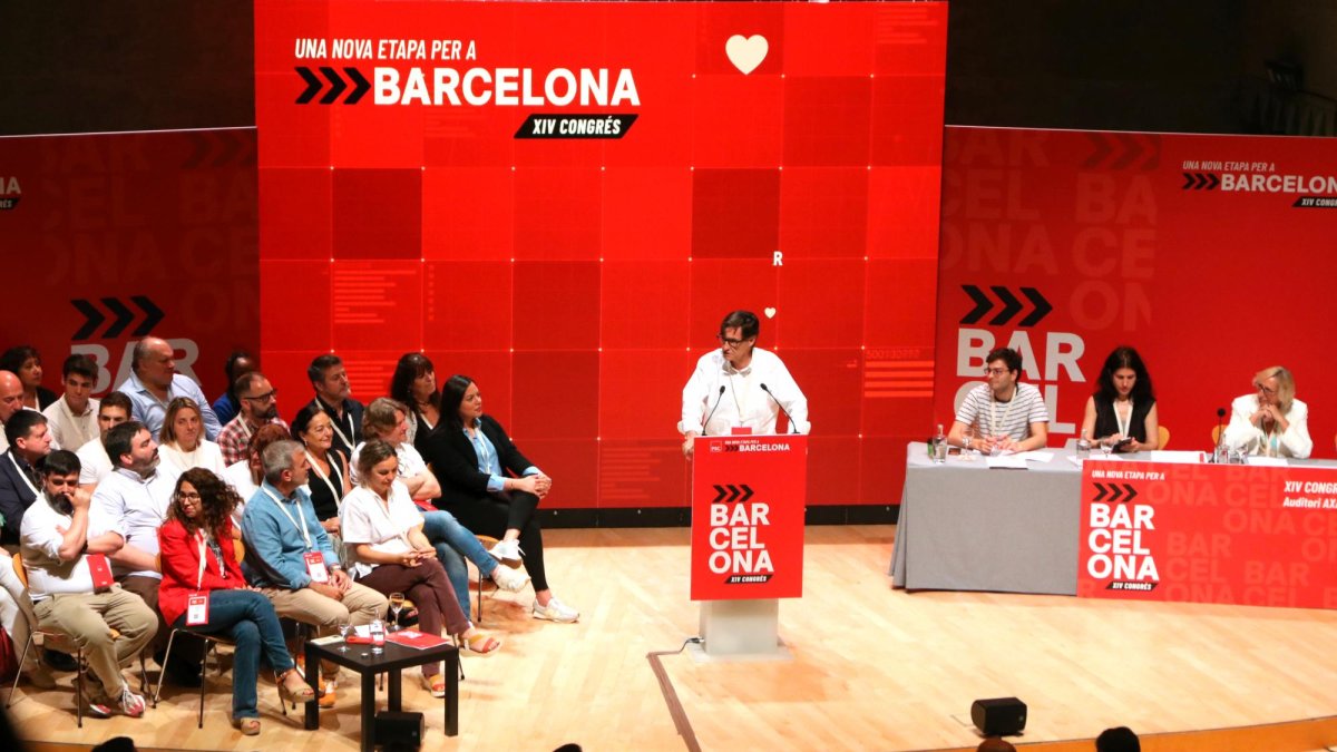 Salvador Illa, durante la clausura del XIV Congreso de la federación del PSC de Barcelona.
