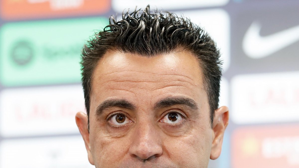 Xavi Hernández, durante la rueda de prensa.